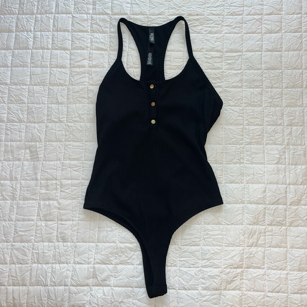 PINK Victoria's Secret Black Bodysuit Elegant Minimalist Design